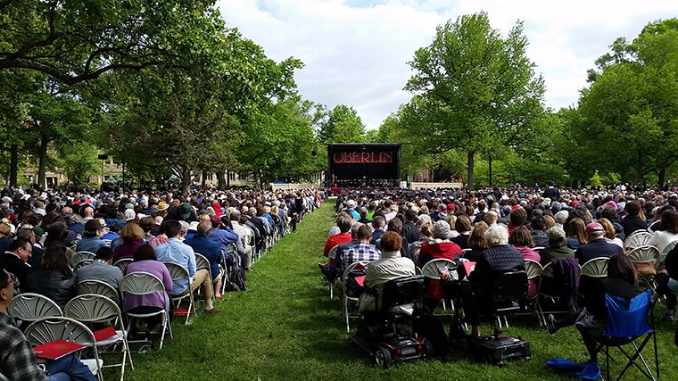 a full crowd at commencement in Tappan square