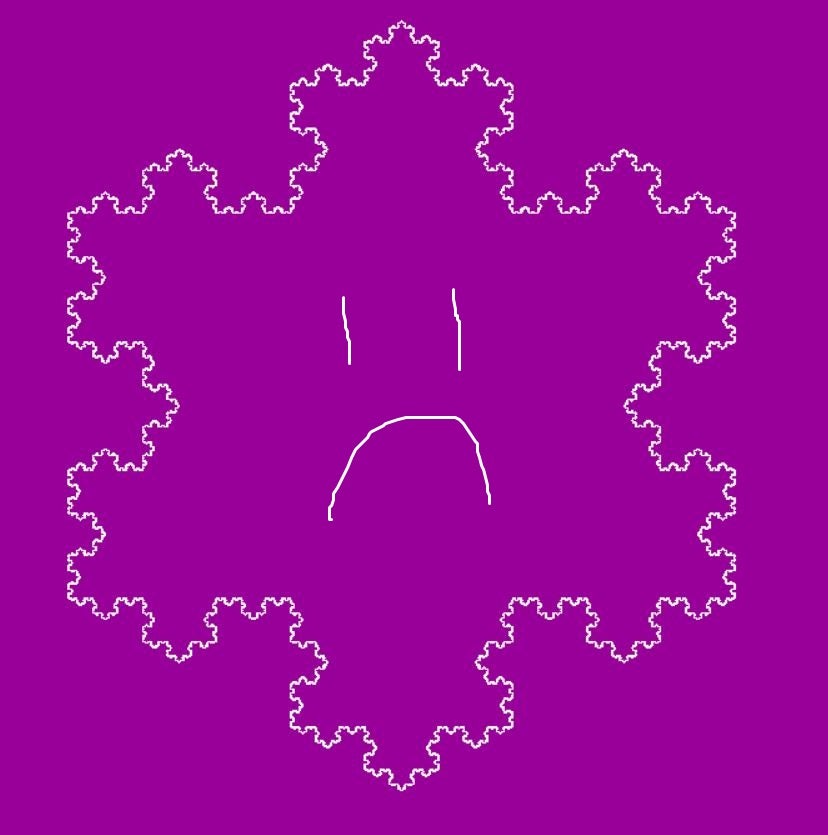Digital sketch of a frowning face on a solid magenta background
