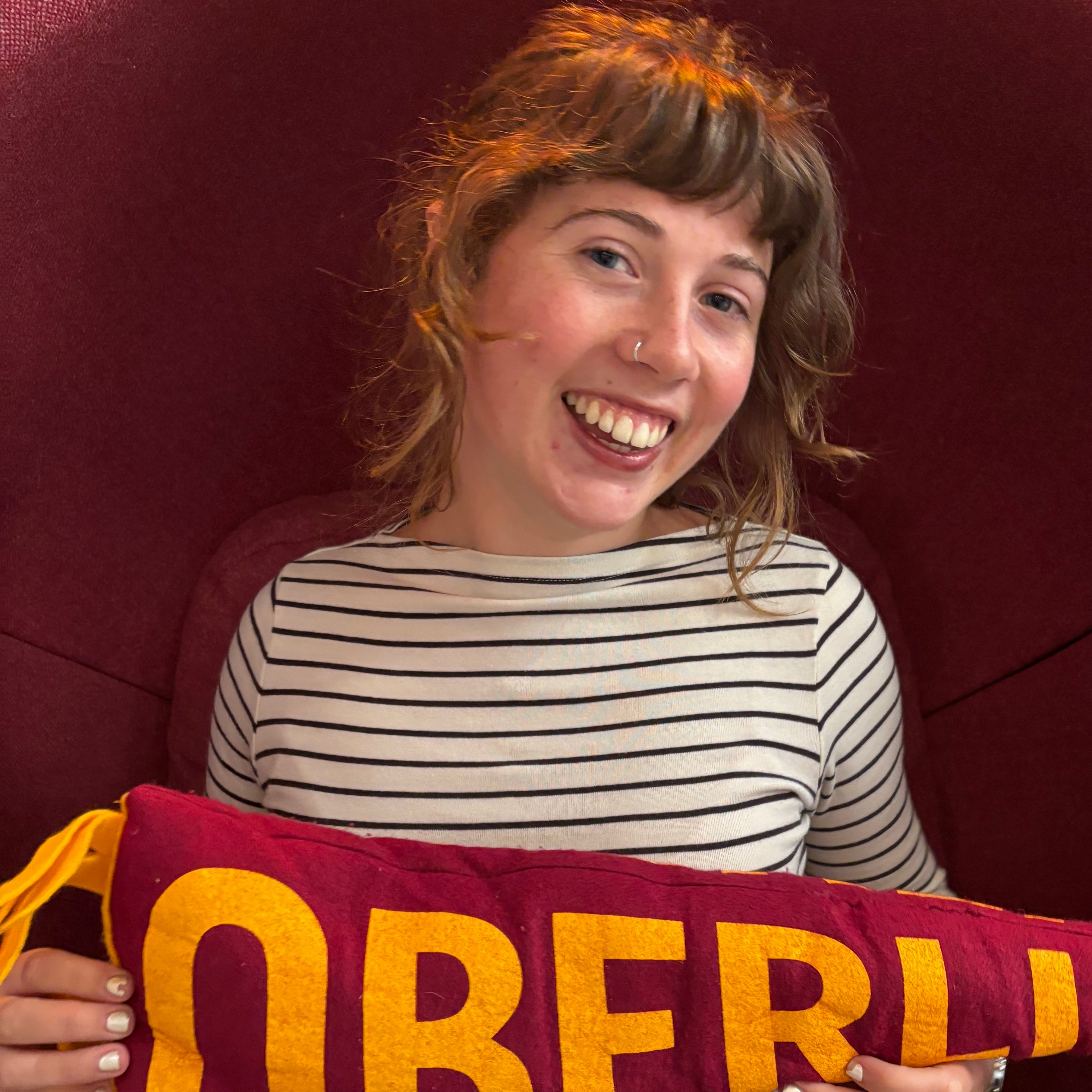 Elsa, a female Oberlin student with shoulder-length brown hair.