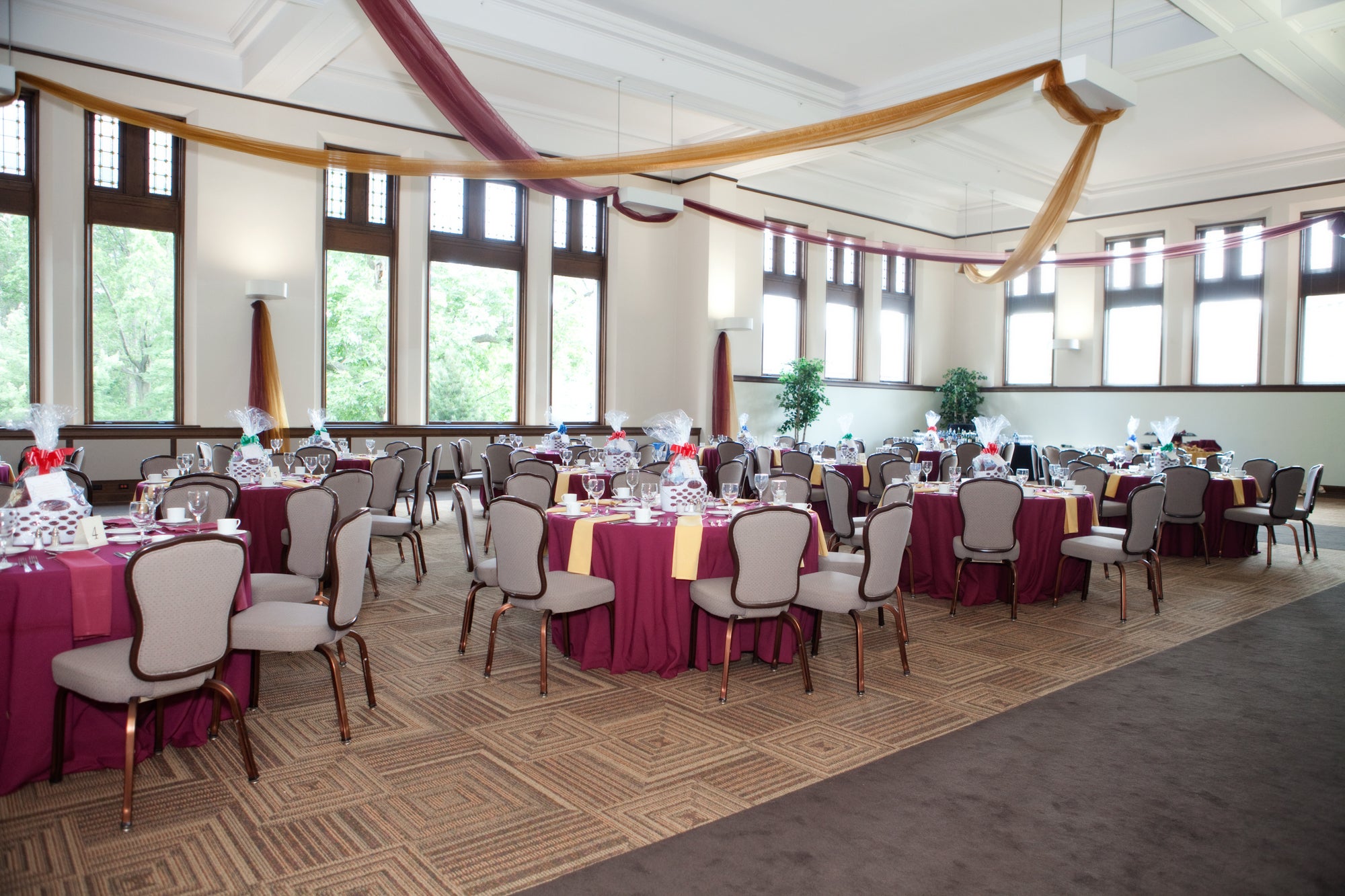 Chairs and tables set up in the Root Room