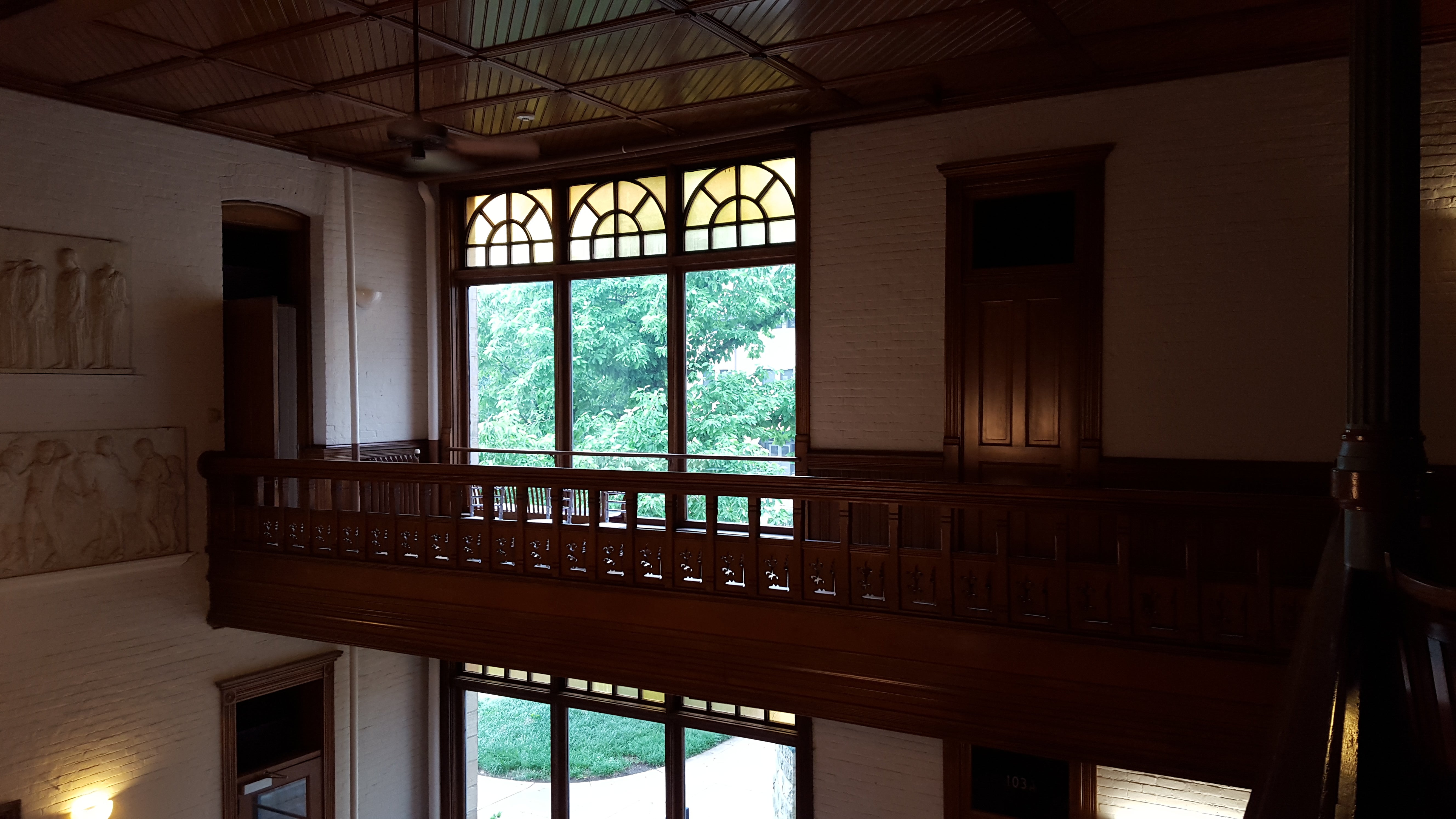 Raised walkway inside Peters Hall