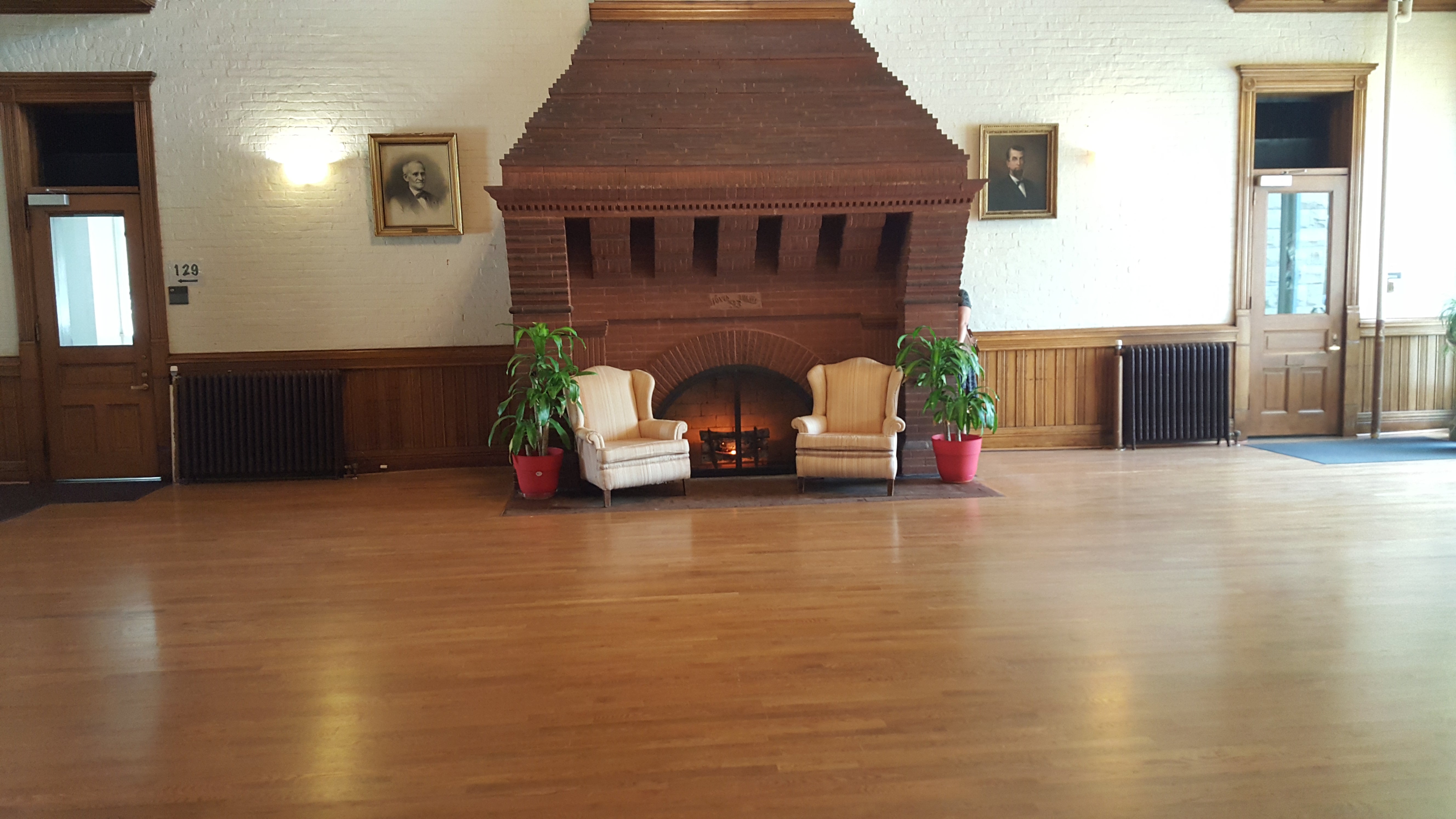 Peters fireplace in the lobby
