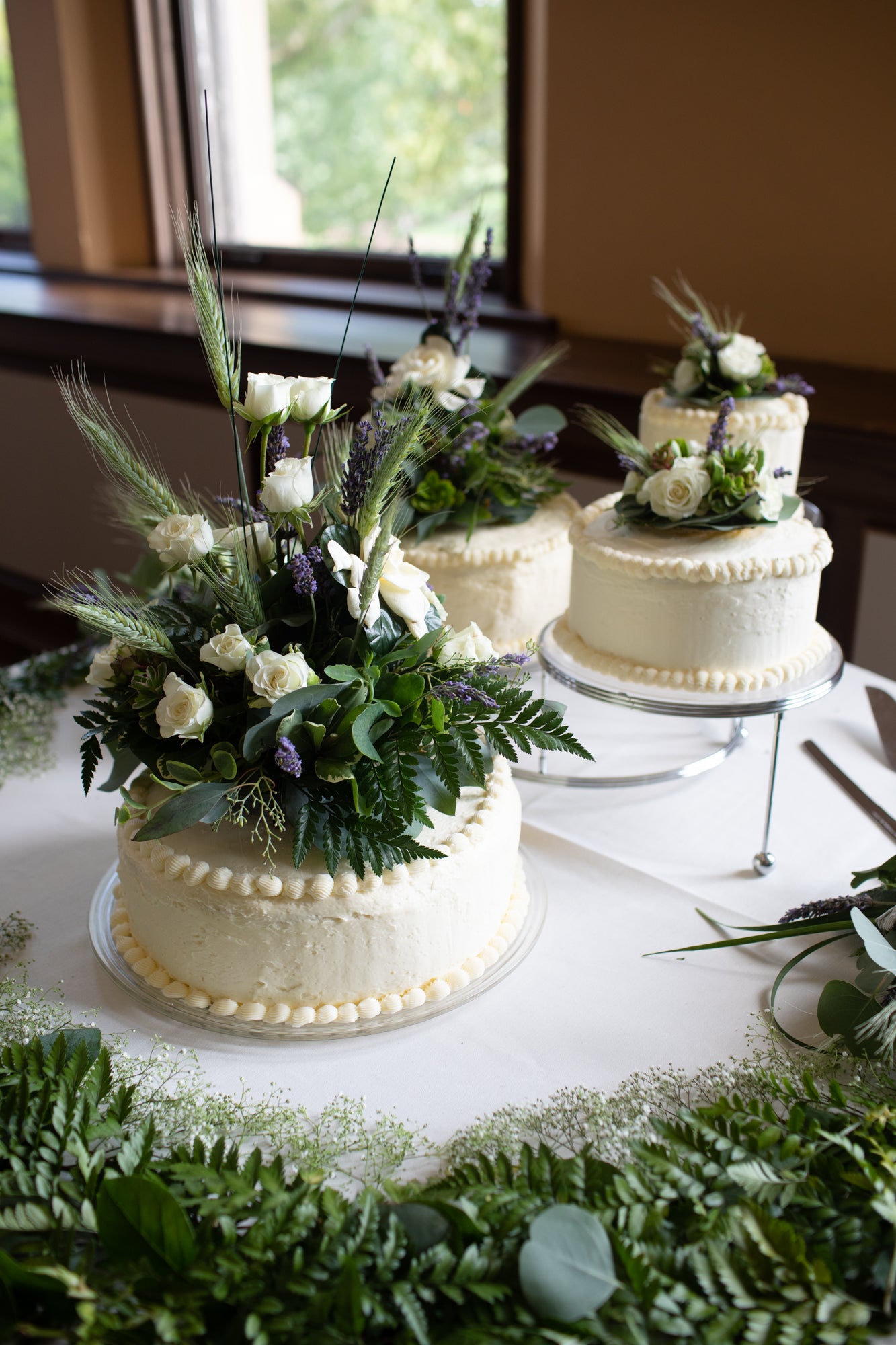 Wedding cake display on table