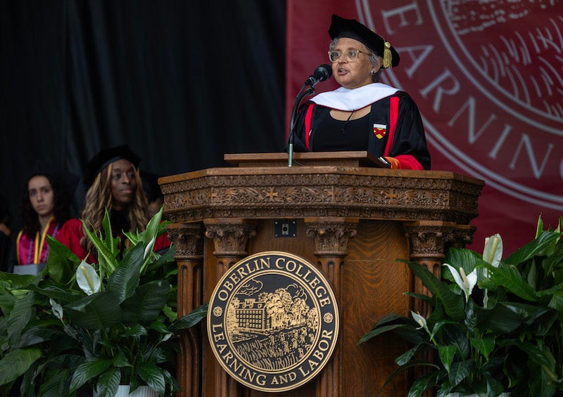 Cecilia Conrad addressing students.