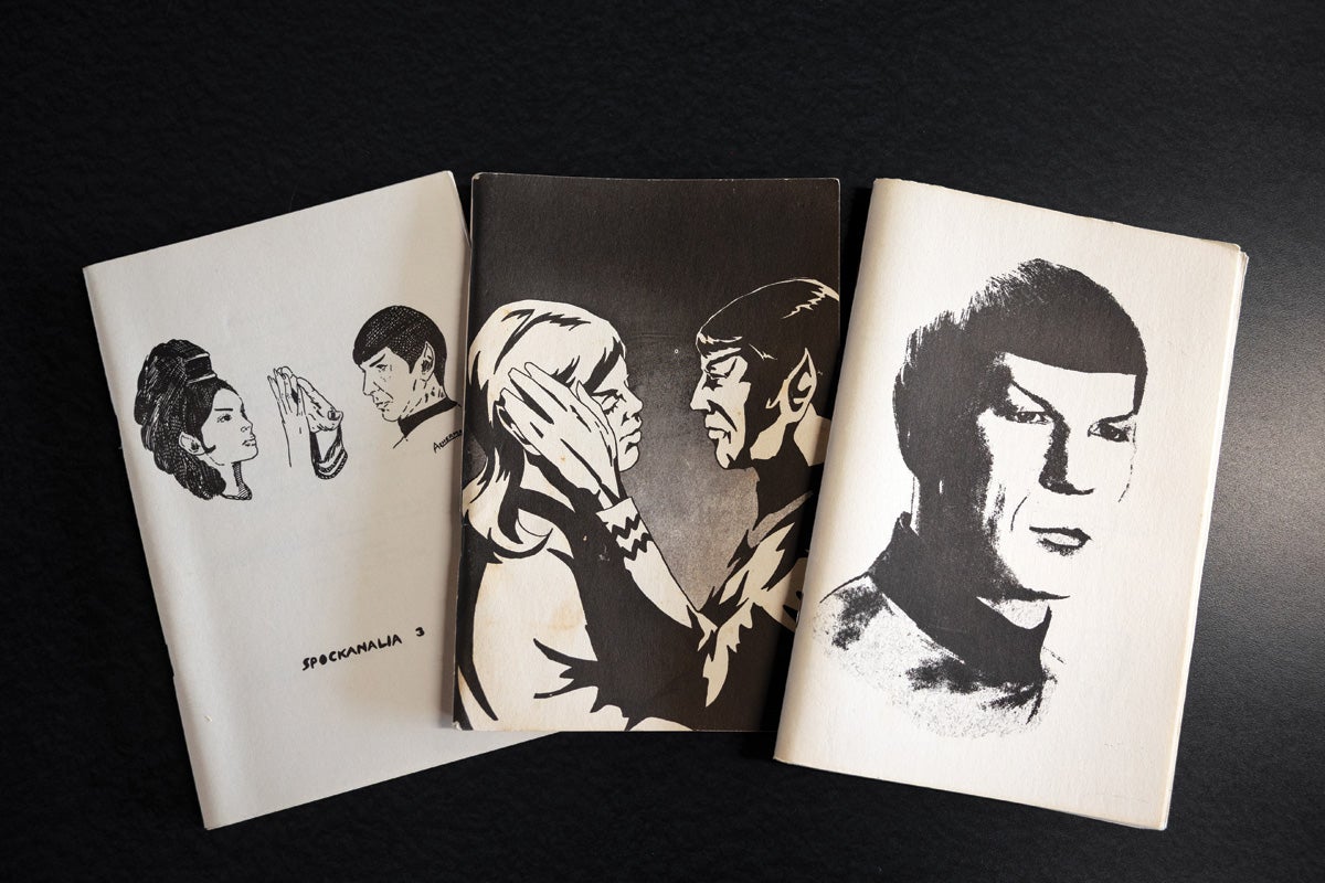 a collection of Star Trek zines including one with Leonard Nimoy on the cover
