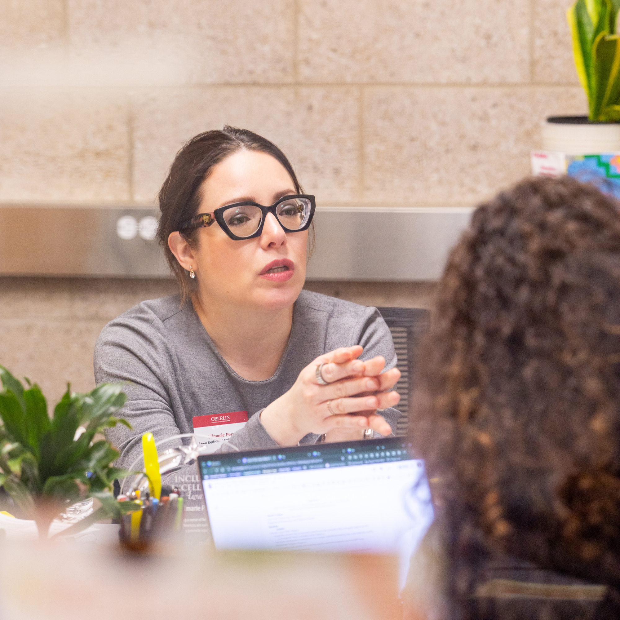 A student meeting with a career advisor 