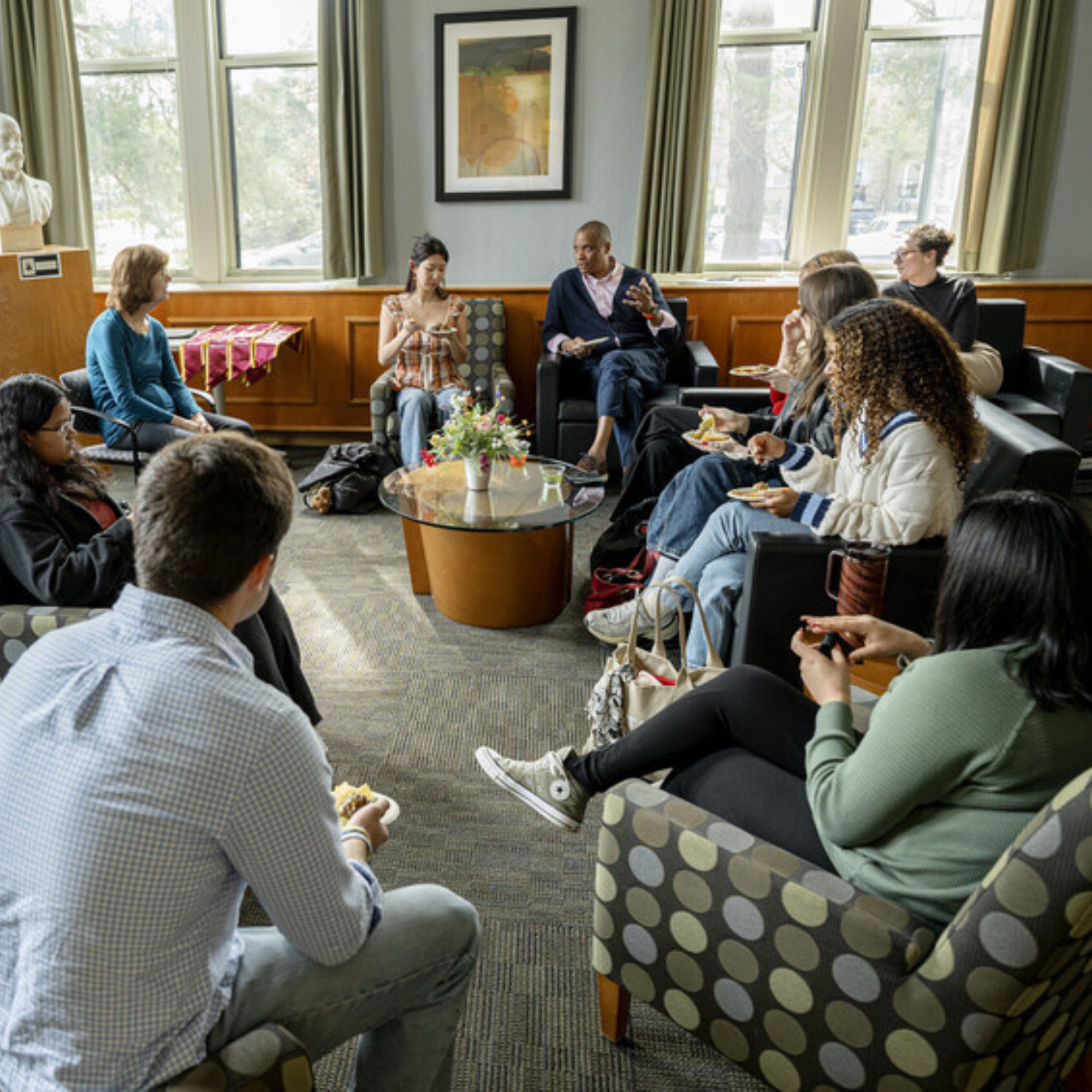 Students meeting during the Law and Justice Induction Ceremony 