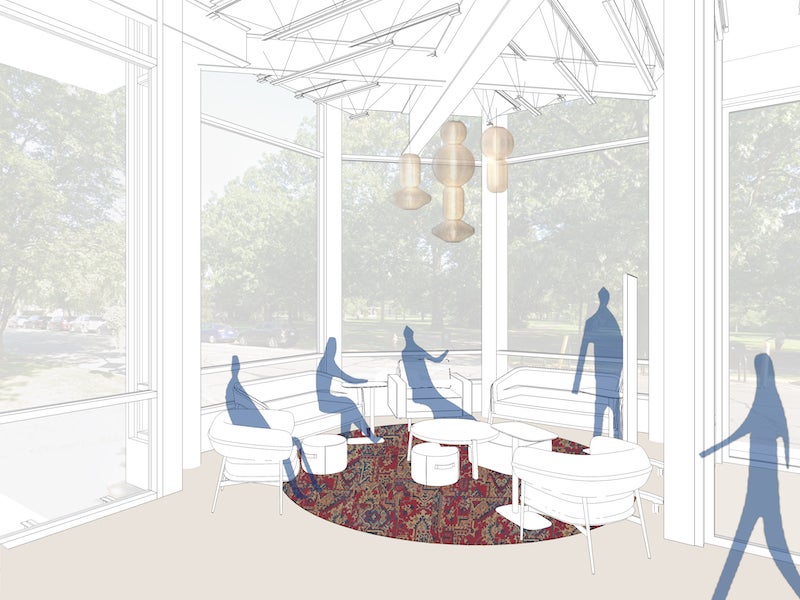 rendering of ground-floor social space.