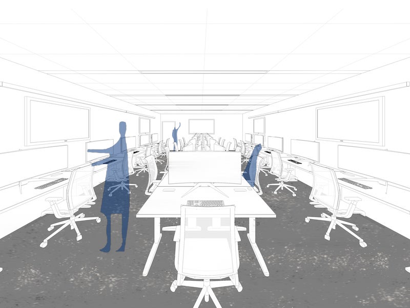 rendering of media editing classroom.