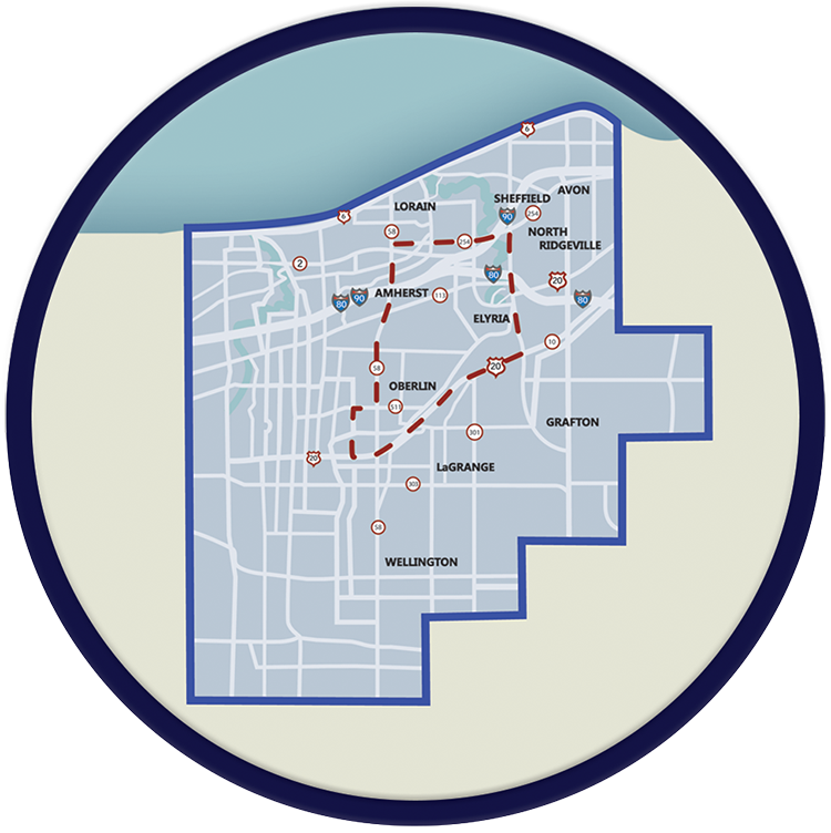 Map of Lorain County transportation service area
