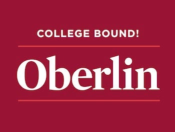 College Bound Oberlin on dark red background.