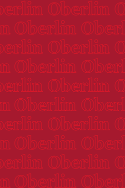 Dark red wallpaper with light red Oberlin logo pattern.