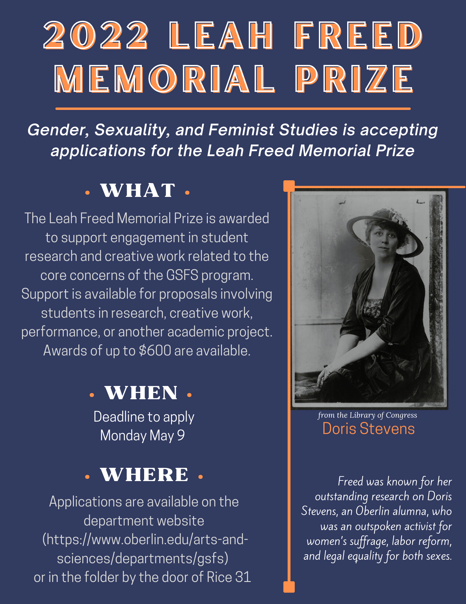Leah Freed Memorial Award Poster