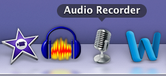 Audio Recorder application logo on the bottom of a desktop computer