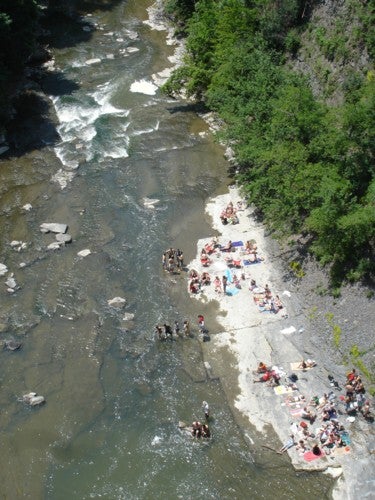 A small beach viewed from above