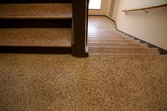A very clean stairwell floor