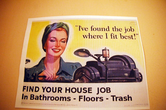 mock world war 2 poster: Find Your House Job In Bathrooms - Floors - Trash