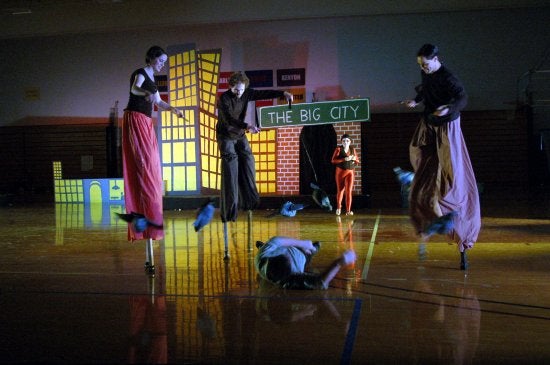 Performers on stilts