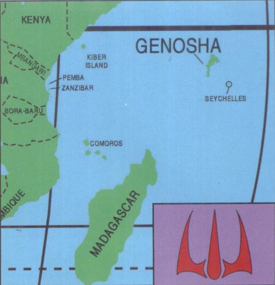 A map of the Western coast of Africa. Pictured is Madagascar and Genosha 