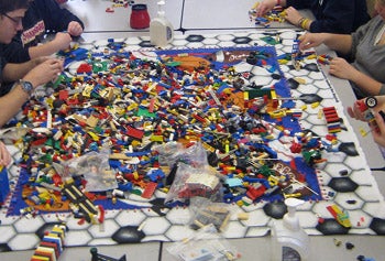 A tray of legos 