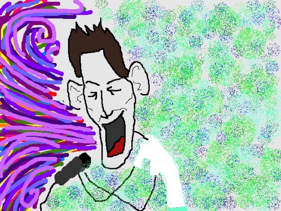 Illutration of a singer singing into a microphone