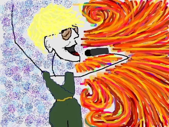 Illustration of a singer singing into a microphone 