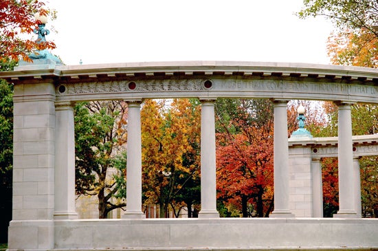 Fall foliage around the memorial 