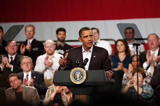 Obama addresses the crowd