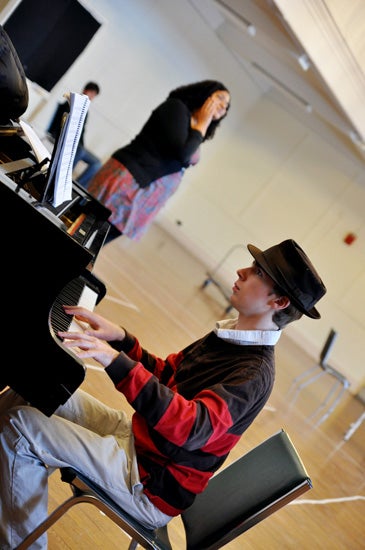 Piano player at rehearsal