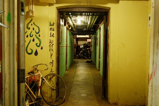 A basement hallway