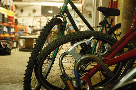Close up of bike wheels 