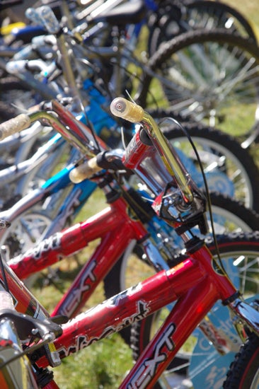 Close-up of bike handles 