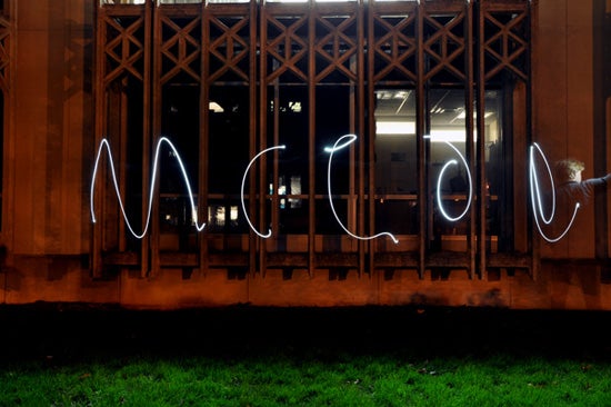 A light painting of the name McCoy