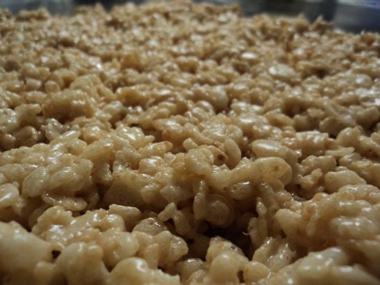 close-up shot of rice-krispie treats 