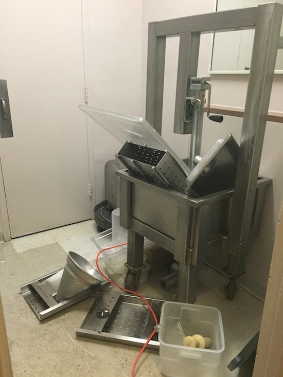 Disassembled stainless steel kitchen equipment
