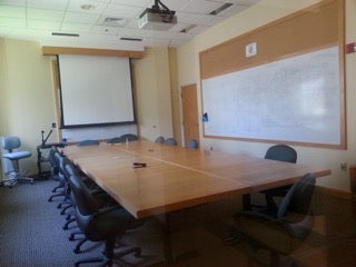 classroom with a large empty table