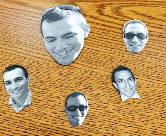 Cut outs of faces 