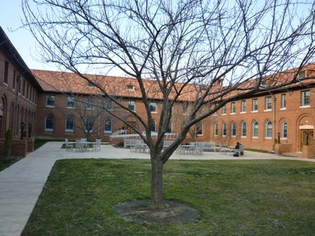 The courtyard, seen from the Fairchild Chapel side.