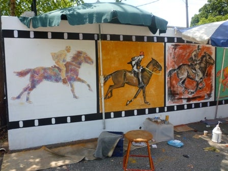 Chalk drawings of horses 