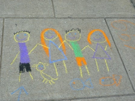 Chalk drawing of stick figures