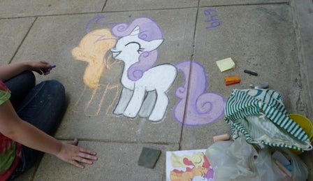 Chalk drawing of a unicorn