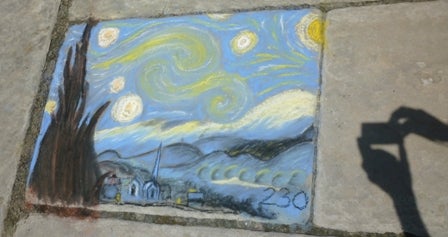 Chalk drawing of Starry Night