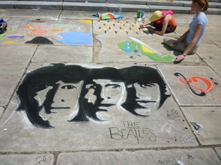 Chalk drawing of The Beatles
