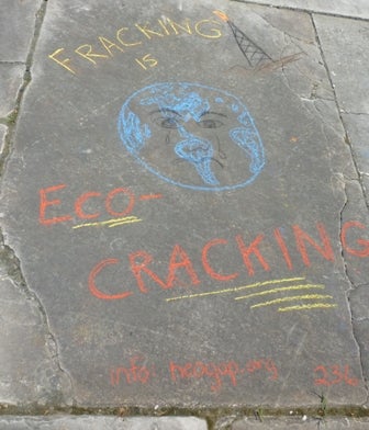 Chalk drawing  against fracking 