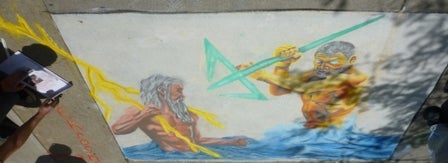 Chalk drawing of Poseidon 