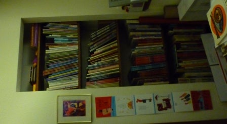 Book shelf built into the wall 
