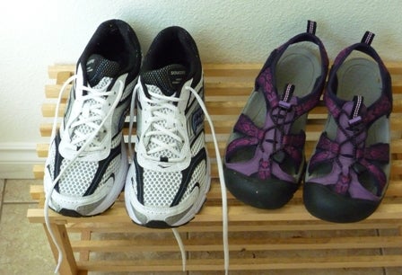 Running shoes and sandals
