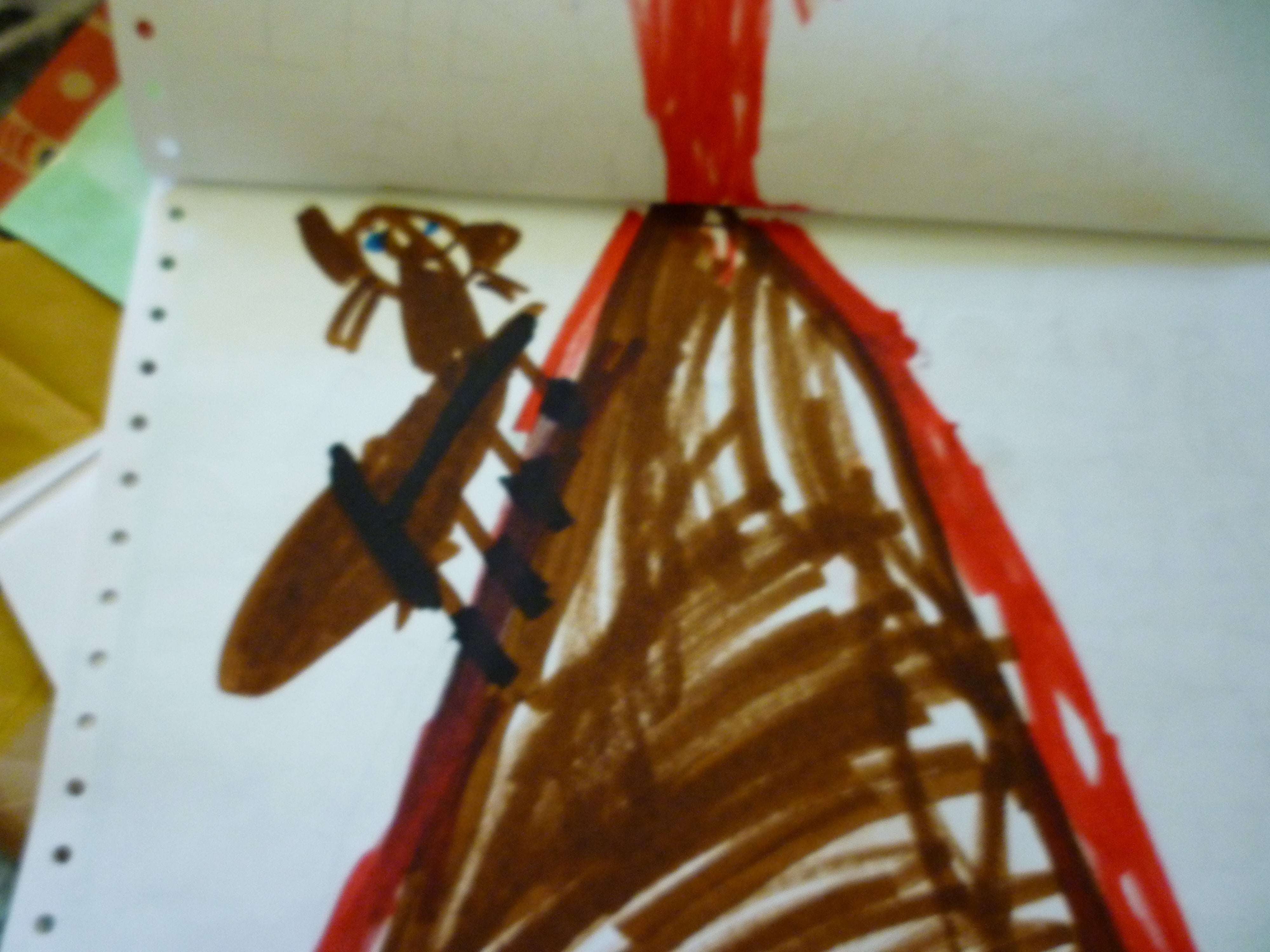 A close up of the dog in the child's drawing
