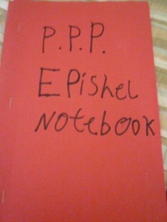 Cover page of construction paper. Title is P.P.P. epishel notebook.