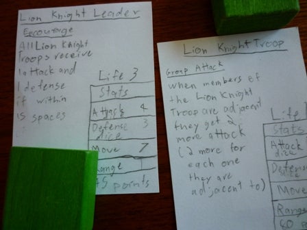 Flash cards with notes and points from the game